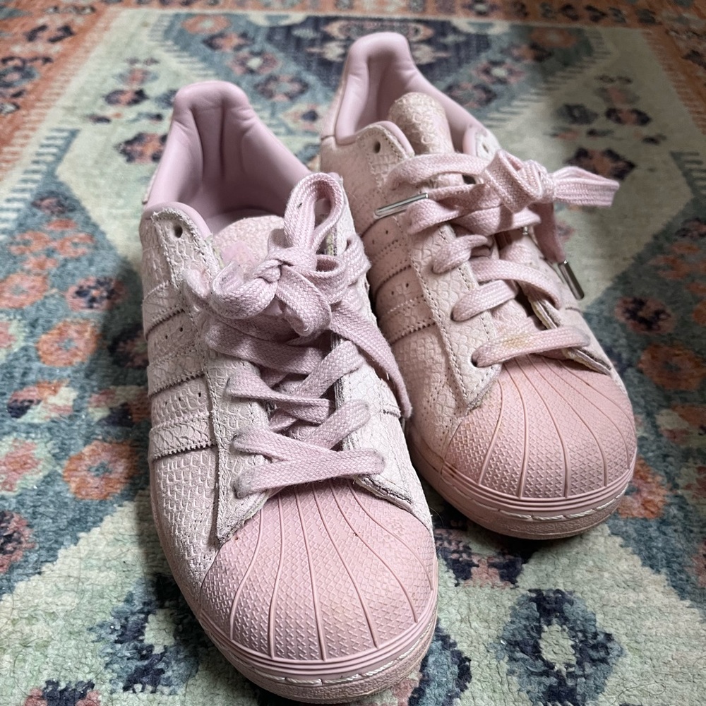 Pink adidas superstars size 7